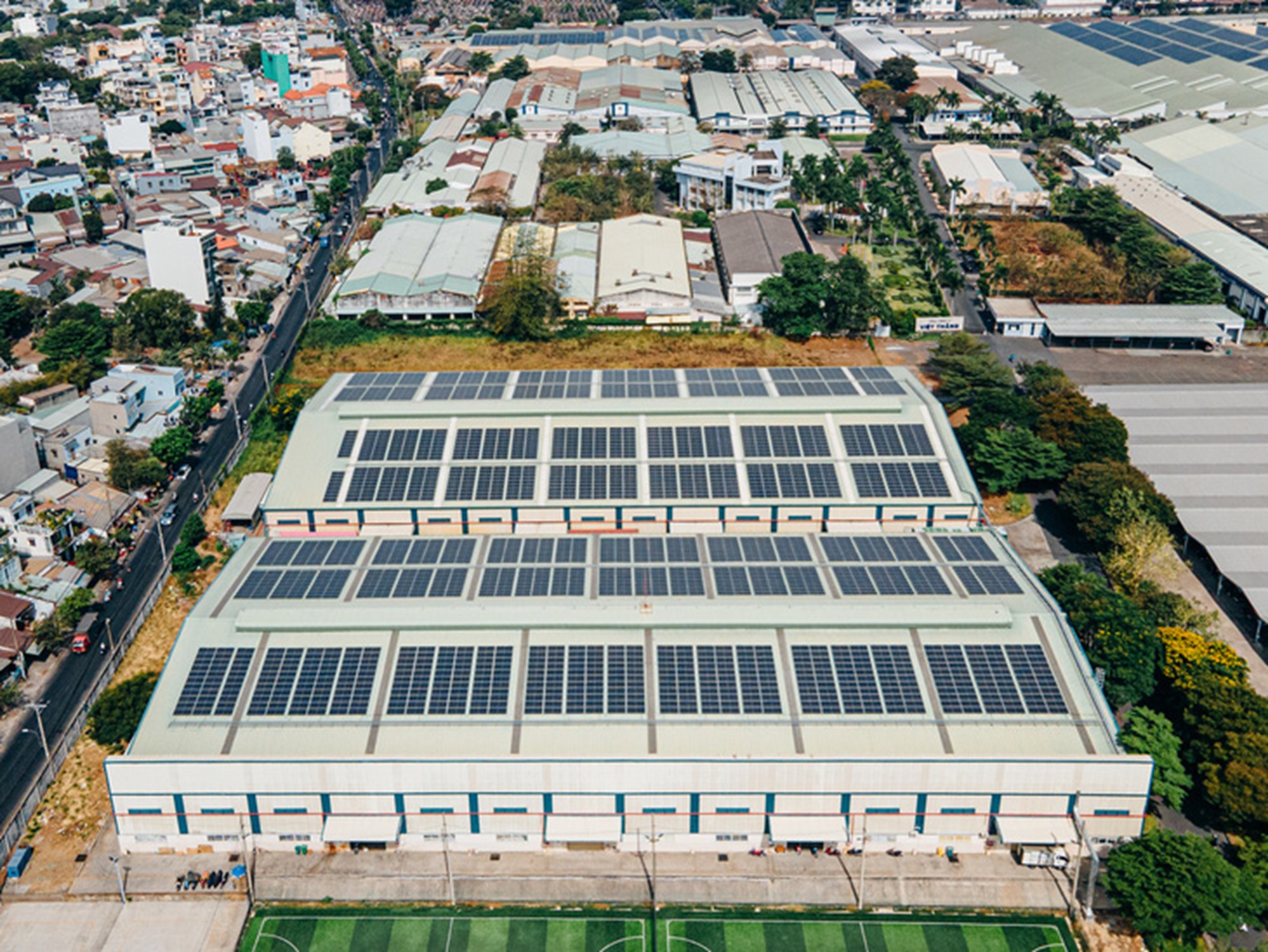 A solar power project that Nami Distributed Energy developed at Viet Thang Corporation in Ho Chi Minh City.